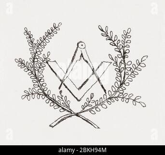 Simboli della Massoneria. Bussola e quadrato. Foto Stock