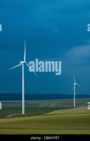 Romania, Judet de Tulcea, Sarichioi, turbina eolica nella campagna rumena Foto Stock