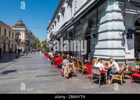 Serbia, Serbia Centrale, Belgrado, caffè terrazza nel centro della città Foto Stock