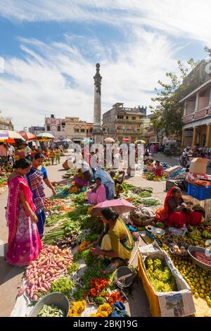 India, territorio di Daman e di Diu, distretto di Diu, mercato vegetale Foto Stock