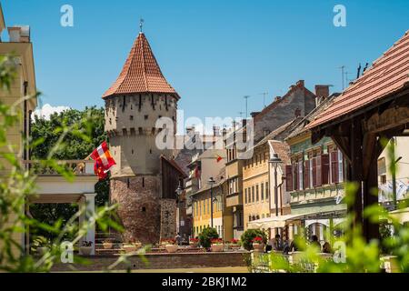 Romania, Sibiu judet, Transilvania, Carpazi, Sibiu, la città vecchia, fortificazione Foto Stock