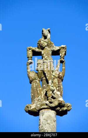 Francia, Finistere, Penmarch Peninsula, St Jean Trolimon, Calvario della cappella di Notre-Dame de Tronoen Foto Stock