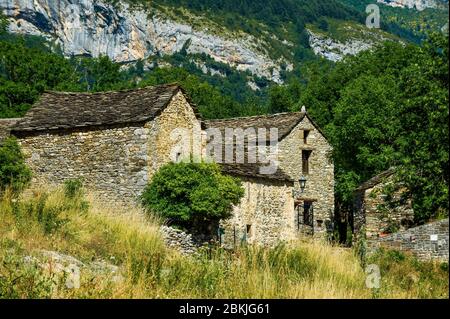 Spagna, Aragona, comarque di Sobrarbe, provincia di Huesca, Escuain, vilage abbandonato Foto Stock