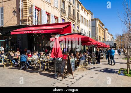 Francia, Bouches-du-Rhône (13), Aix-en-Provence, Cours Mirabeau, Café le Grillon Foto Stock
