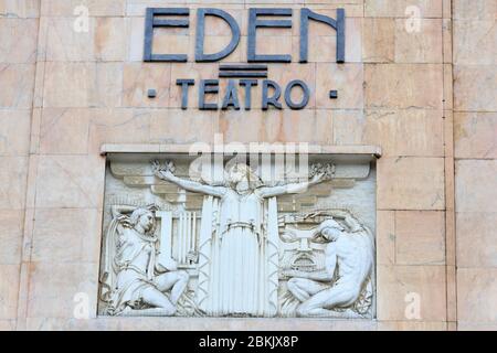 Eden Theatre a Praca dos Restauradores, Lisbona, Portogallo, Europa Foto Stock