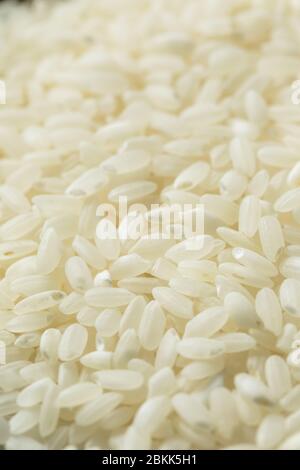 Riso bianco secco organico crudo in una ciotola Foto Stock