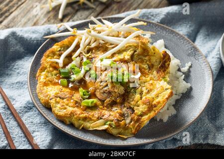 Omelette di uovo cinese fatte in casa con riso Foto Stock