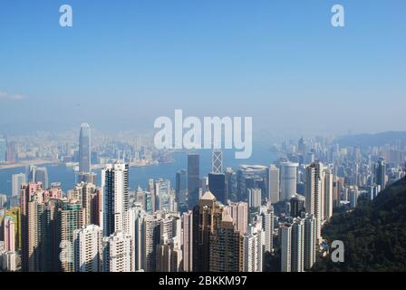 Highrise Towers grattacieli Central Hong Kong Island View from the Peak, Victoria Peak, Mid-levels, Hong Kong Foto Stock