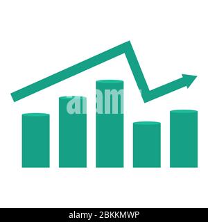 Grafico di crescita di cadute e profitti. Diagramma vettoriale con freccia e colonne, illustrazione piatta Illustrazione Vettoriale