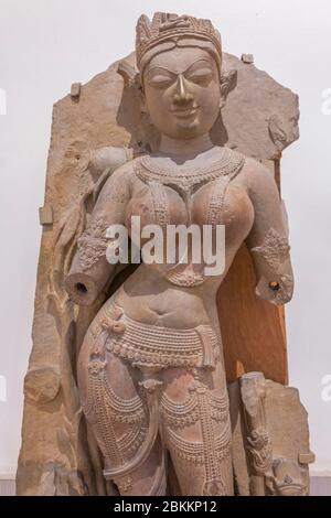 Tara, scultura del 11 ° secolo, Museo Sarnath, Sarnath, Uttar Pradesh, India Foto Stock