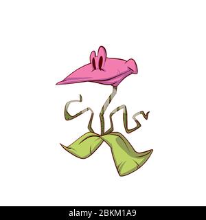 Illustrazione vettoriale colorata di una divertente cartoon carnivourus pianta Illustrazione Vettoriale