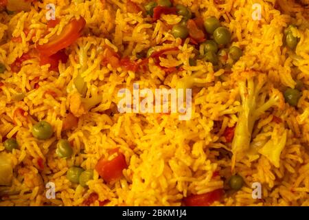 Riso Basmati, verdure, pulao, piatto indiano, vista primo piano Foto Stock