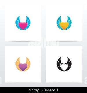 Cuore con logo Wings Illustrazione Vettoriale