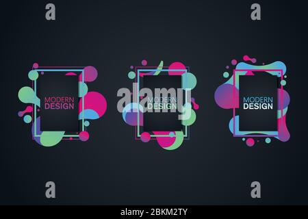 Cornice vettoriale per testo Arte moderna grafica per hippster . cornice dinamica elegante sfondo geometrico nero Illustrazione Vettoriale