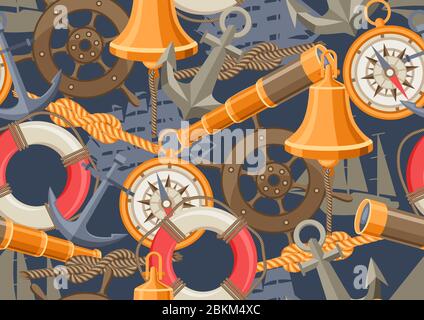 Schema senza cuciture con simboli ed elementi. Illustrazione Vettoriale