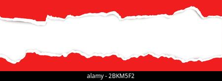 parte superiore e inferiore della carta aperta strappata di colore rosso Illustrazione Vettoriale