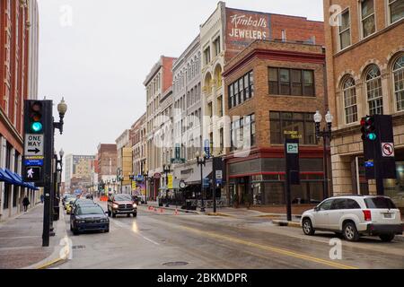 Knoxville Stati Uniti - 16 Febbraio 2015 - Downtown Knoxville Street scena Foto Stock