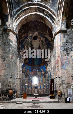 Interni e affreschi del monastero di Akhtala, chiesa armena, complesso monastico medievale, Akhtala, provincia di Lori, Armenia, Caucaso, Asia Foto Stock