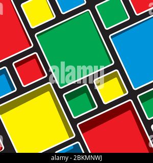 Colorato geometrico moderno stile Mondrian sfondo vettoriale illustrazione Illustrazione Vettoriale
