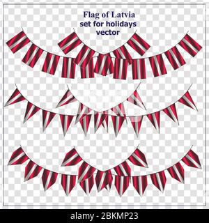 Luminoso insieme con bandiere della Lettonia. Collezione Happy Latvia Day. Illustrazione luminosa con bandiere. Vettore. Illustrazione Vettoriale