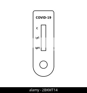 Icona della linea di prova diagnostica Fast Covid 19. Test di rilevamento del coronavirus in una fase. Test massicci della popolazione. Test rapido di rilevamento degli anticorpi. Vettore Illustrazione Vettoriale