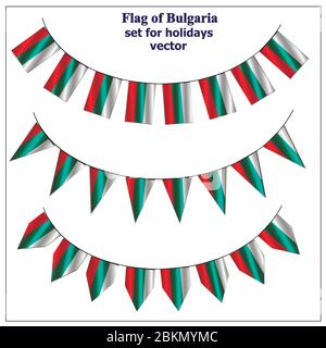 Luminoso insieme con bandiere della Bulgaria. Felice sfondo del giorno della Bulgaria. Illustrazione vettoriale luminosa con flag. Illustrazione Vettoriale