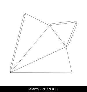 Modello piramidale in carta con tre bordi, schema di rifilatura su bianco Illustrazione Vettoriale