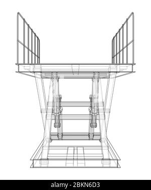 Schema del concetto di sollevamento a forbice. Vettore Illustrazione Vettoriale