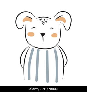 Simpatico doodle puppy illustrazione. Semplice cucciolo disegnato a mano per stampe di abbigliamento. Illustrazione Vettoriale
