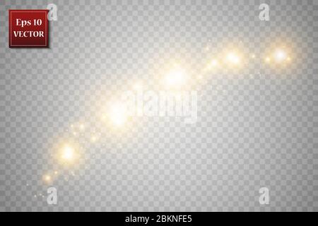 Collezione di lenti riflanche astratte. Stelle luminose. Luci e scintille su sfondo trasparente. Bordi luminosi. Illustrazione vettoriale. Illustrazione Vettoriale