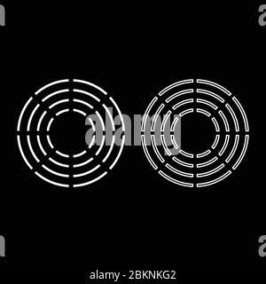 Theta simbolo greco Teta Zeta icona contorno bianco colore vettore illustrazione stile piatto semplice immagine Illustrazione Vettoriale