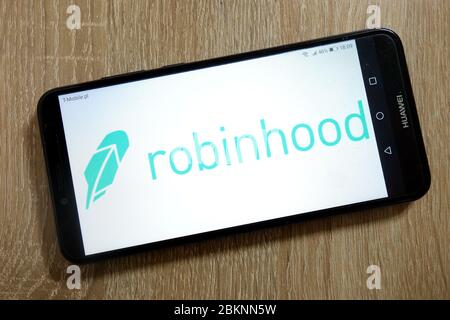 Logo aziendale Robinhood visualizzato sullo smartphone Foto Stock