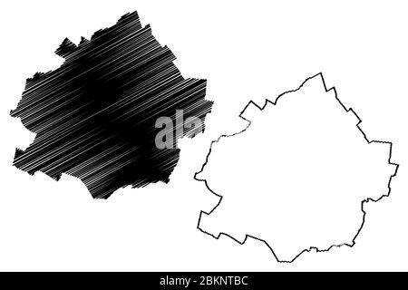 Kalisz City (Repubblica di Polonia, Voivodato della Grande Polonia) mappa illustrazione vettoriale, schizzo di scriba mappa Città di Kalisz Illustrazione Vettoriale