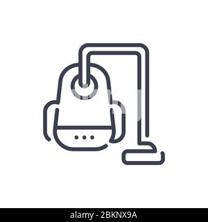 Illustrazione vettoriale di un'icona o logo dell'aspirapolvere con colore nero e stile di design lineare Illustrazione Vettoriale
