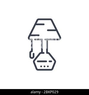Illustrazione vettoriale di un'icona o logo della lampada da tavolo con colore nero e stile di disegno a linee Illustrazione Vettoriale
