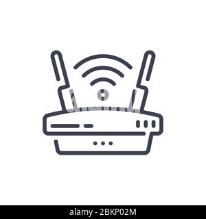 Illustrazione vettoriale dell'icona o del logo di un router wlan con colore nero e stile di design delle linee Illustrazione Vettoriale