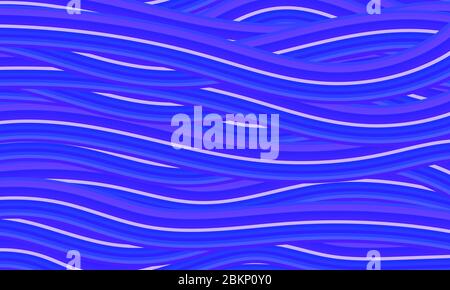 Sfondo marino con onde blu, disegno astratto vettoriale con linee curvilinee, illustrazione vettoriale Illustrazione Vettoriale