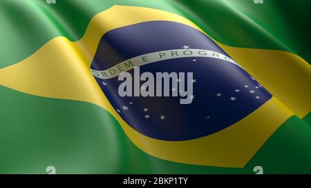 Bandiera ondulata del Brasile. Adatto per risorse grafiche di sfondo Foto Stock