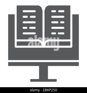 Icona glifo dell'educazione virtuale, istruzione e scuola, grafica vettoriale dei segni di apprendimento online, icona solida su sfondo bianco, eps 10. Illustrazione Vettoriale