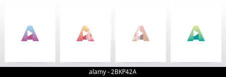 Pulsante Riproduci su Logo Letter Design A. Illustrazione Vettoriale