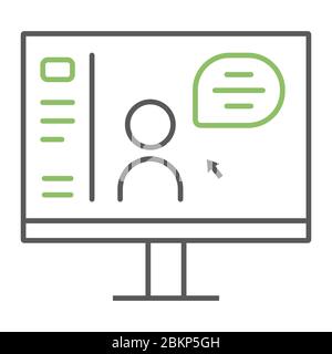 Corso online linea colore icona, istruzione e scuola, distanza istruzione segno grafica vettoriale, un'icona lineare su sfondo bianco, eps 10. Illustrazione Vettoriale