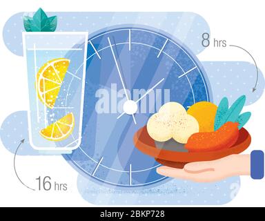 Illustrazione del vettore infografico a digiuno intermittente isolata su sfondo bianco Illustrazione Vettoriale