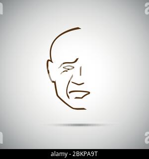 Immagine di identificazione biometrica del viso con scansione facciale.linee vettoriali Illustrazione Vettoriale