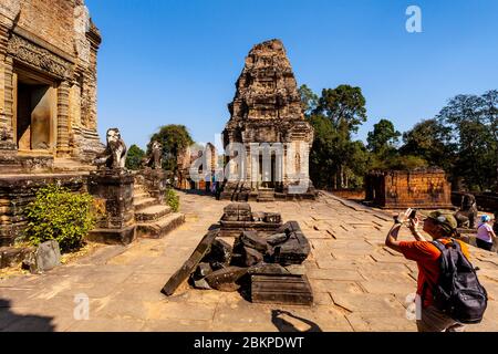 Tempio di Mebon Est, complesso del Tempio di Angkor Wat, Siem Reap, Cambogia. Foto Stock