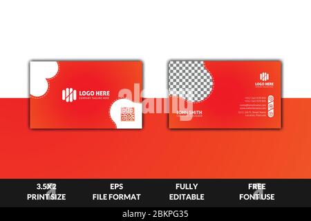 Biglietto da visita moderno e aziendale, modello di biglietto da visita a gradiente giallo e rosso, pronto per stampare il biglietto da visita moderno Illustrazione Vettoriale