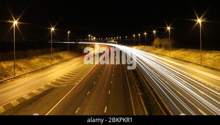 Percorsi per semafori sull'autostrada M56 Ellesmere Port Foto Stock