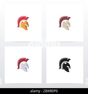 Casco Roman Soldier Logo Design Illustrazione Vettoriale