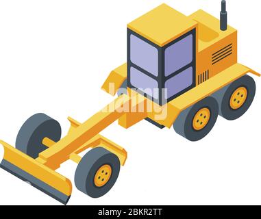 Icona della macchina livellatrice per la costruzione, stile isometrico Illustrazione Vettoriale