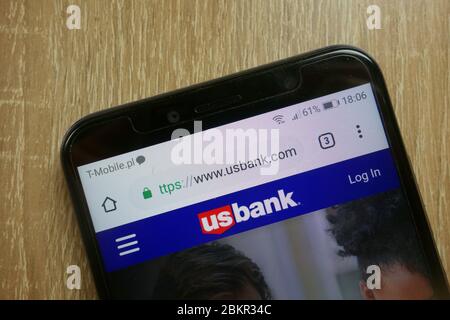 Sito Web della banca U.S. Bancorp (www.usbank.com) visualizzato sullo smartphone Foto Stock