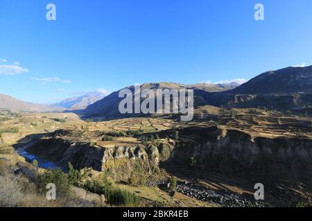 Vista panoramica del Canyon del Colca, Perù Foto Stock